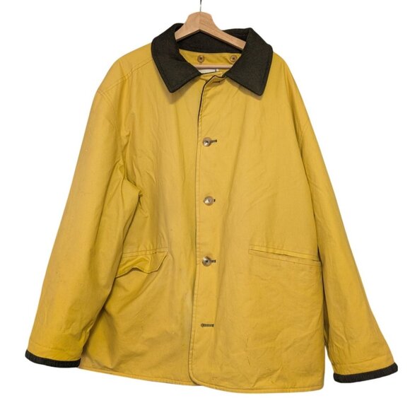 Atlantic Rancher Green Yellow Reversible Jacket Hood Corduroy Collar Mens Size L - Picture 3 of 13